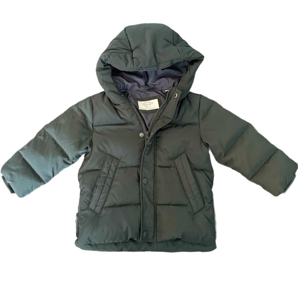 🌻 Zara Baby Green Down Puffer Jacket 2/3